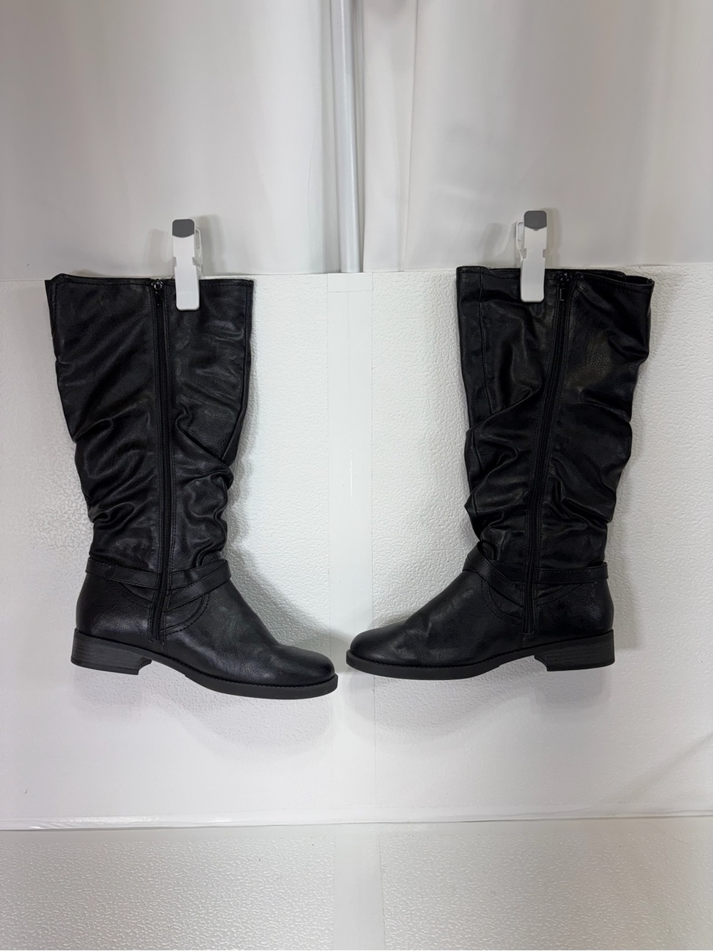 Classic Black Mid-Calf Slouch Riding Boots s290